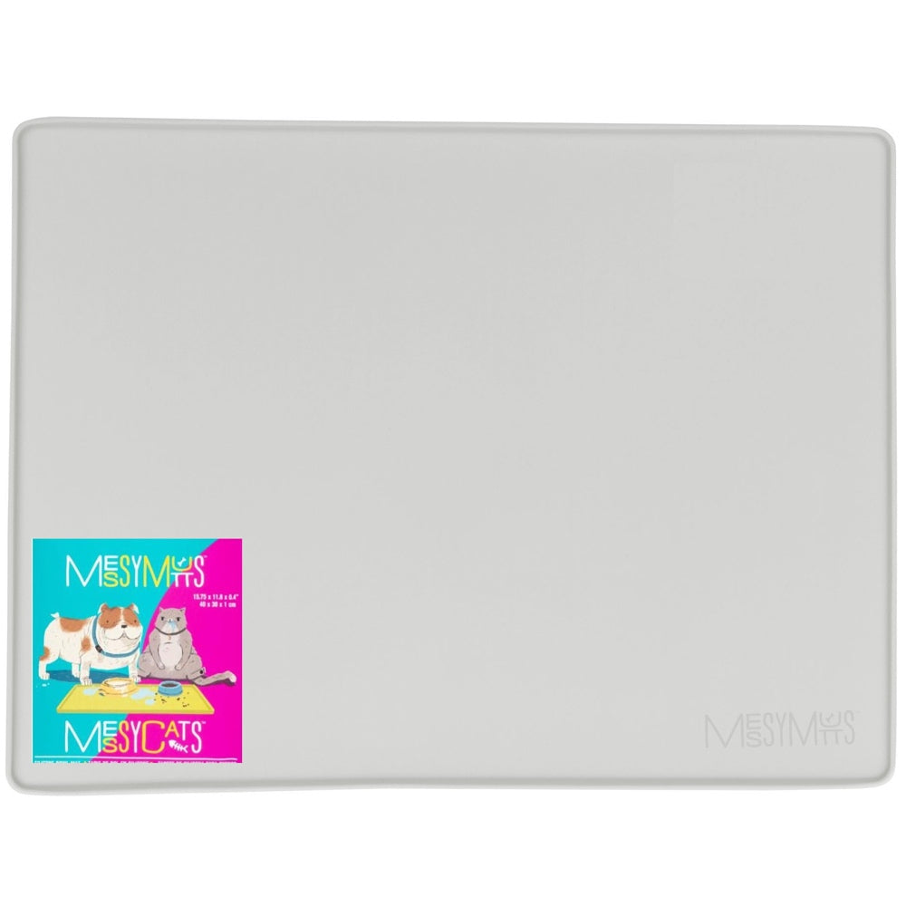 "Messy Mutts & Cats Silicone Non-Slip Pet Bowl Mat For Cats & Dogs (Small, Light Grey)"
