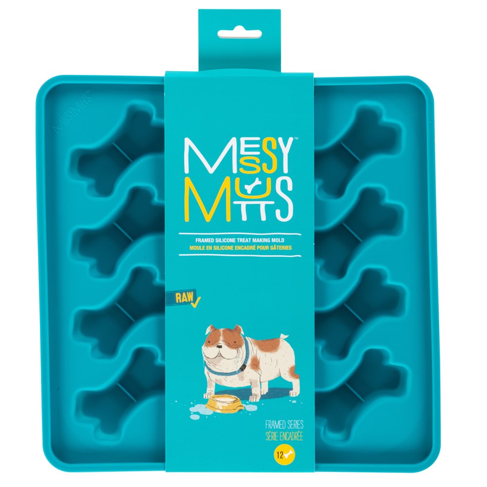 "Messy Mutts Framed Silicone Dog Treat Making Mold (12 Bones, Blue)"