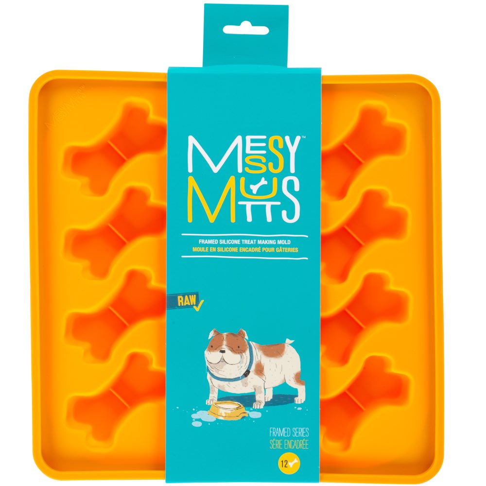 "Messy Mutts Framed Silicone Dog Treat Making Mold (12 Bones, Orange)"