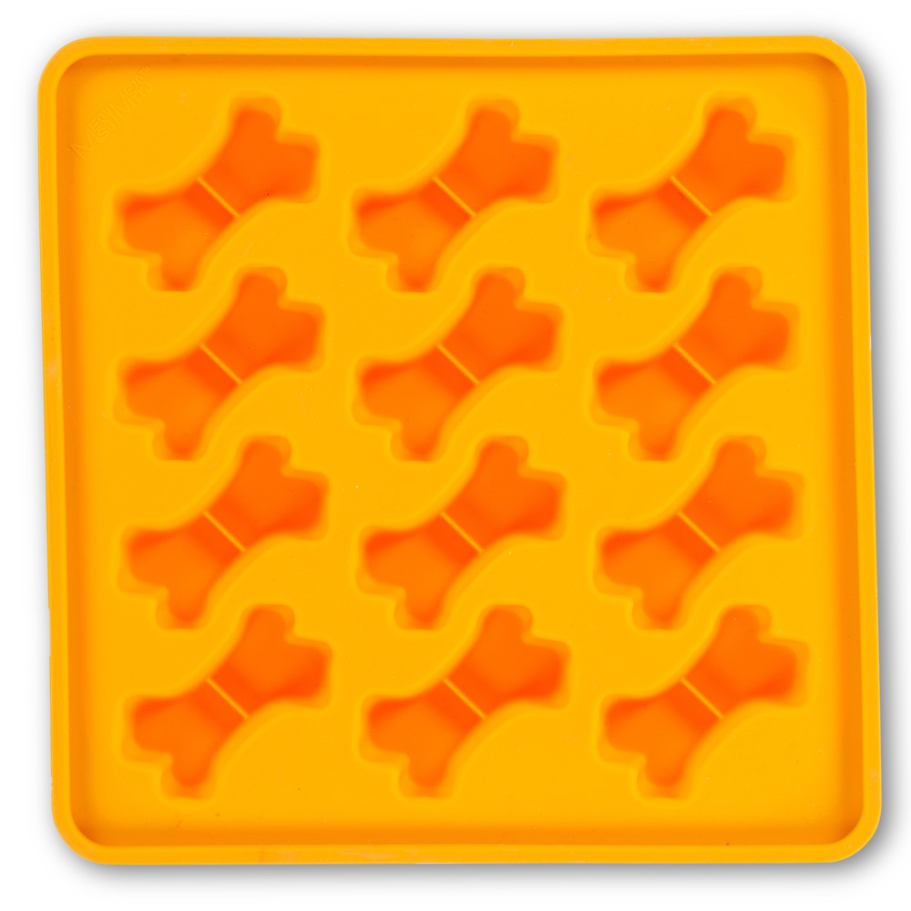 "Messy Mutts Framed Silicone Dog Treat Making Mold (12 Bones, Orange)"
