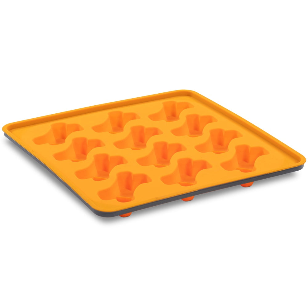 "Messy Mutts Framed Silicone Dog Treat Making Mold (12 Bones, Orange)"