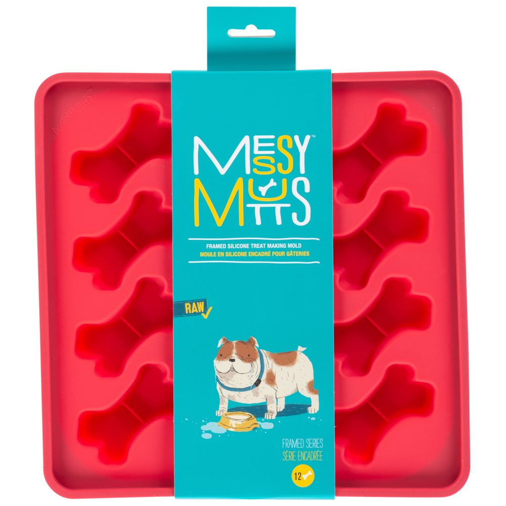 "Messy Mutts Framed Silicone Dog Treat Making Mold (12 Bones, Watermelon)"