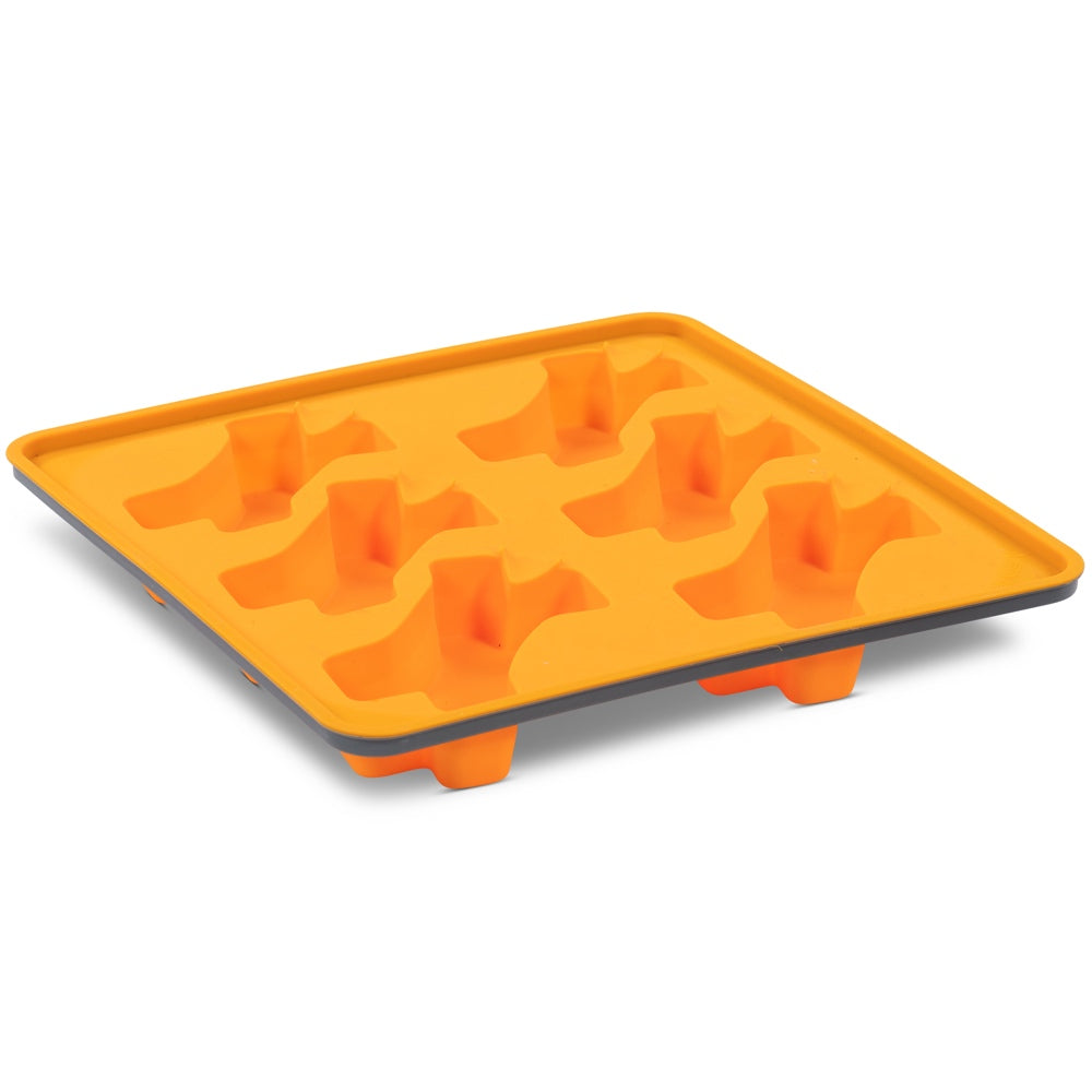 "Messy Mutts Framed Silicone Popsicle  Dog Treat Mold (6 Bones, Orange)"