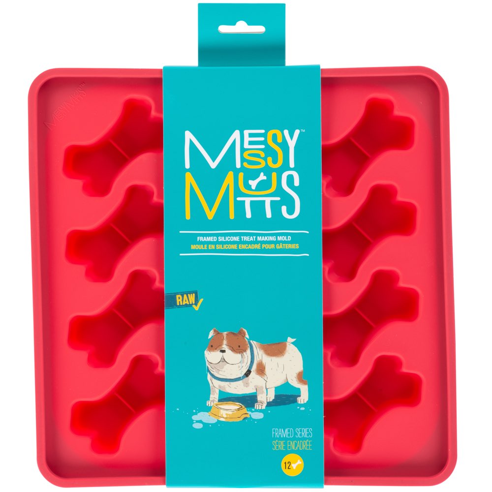 "Messy Mutts Framed Silicone Popsicle  Dog Treat Mold (6 Bones, Watermelon)"
