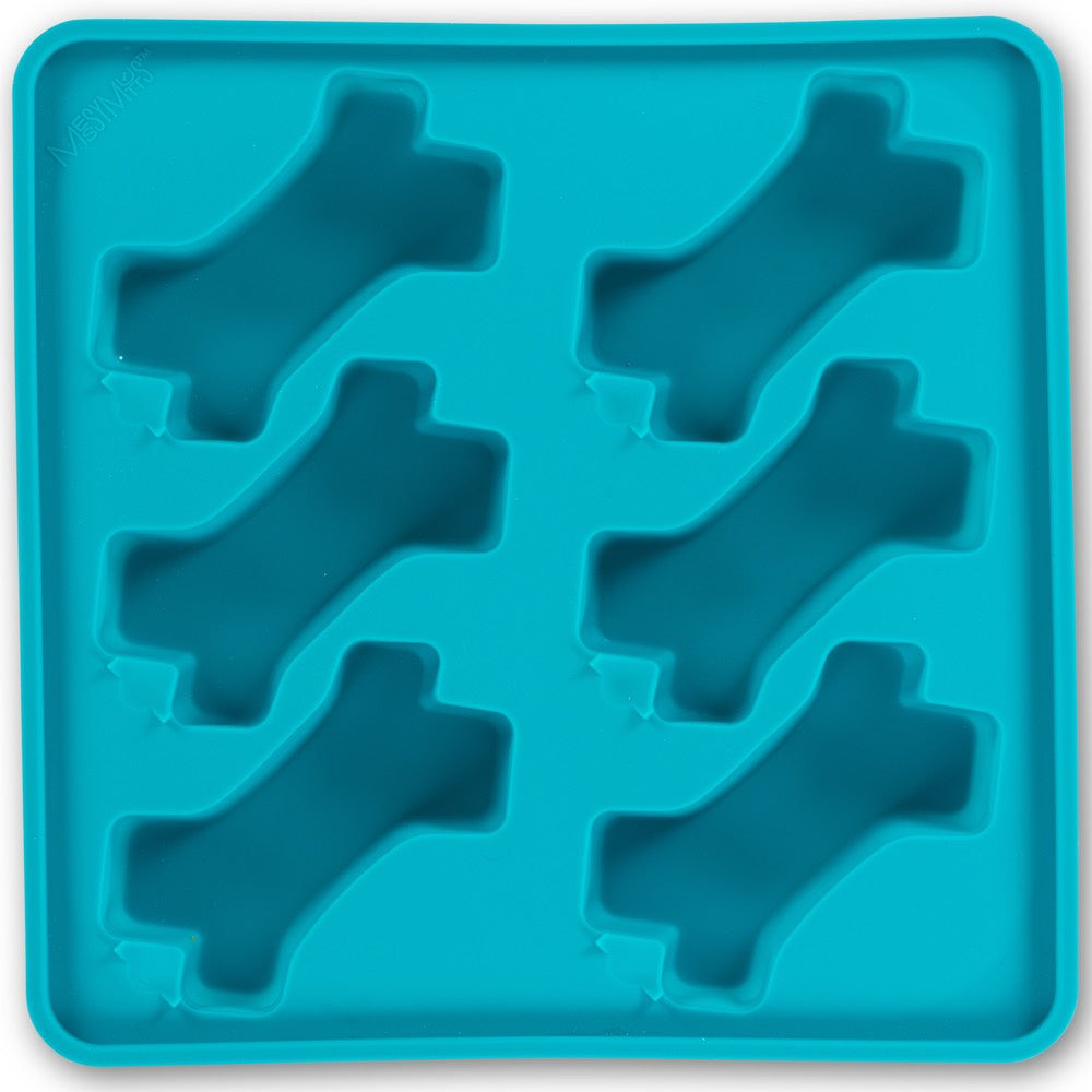 "Messy Mutts Framed Silicone Popsicle Dog Treat Mold (6 Bones, Blue)"