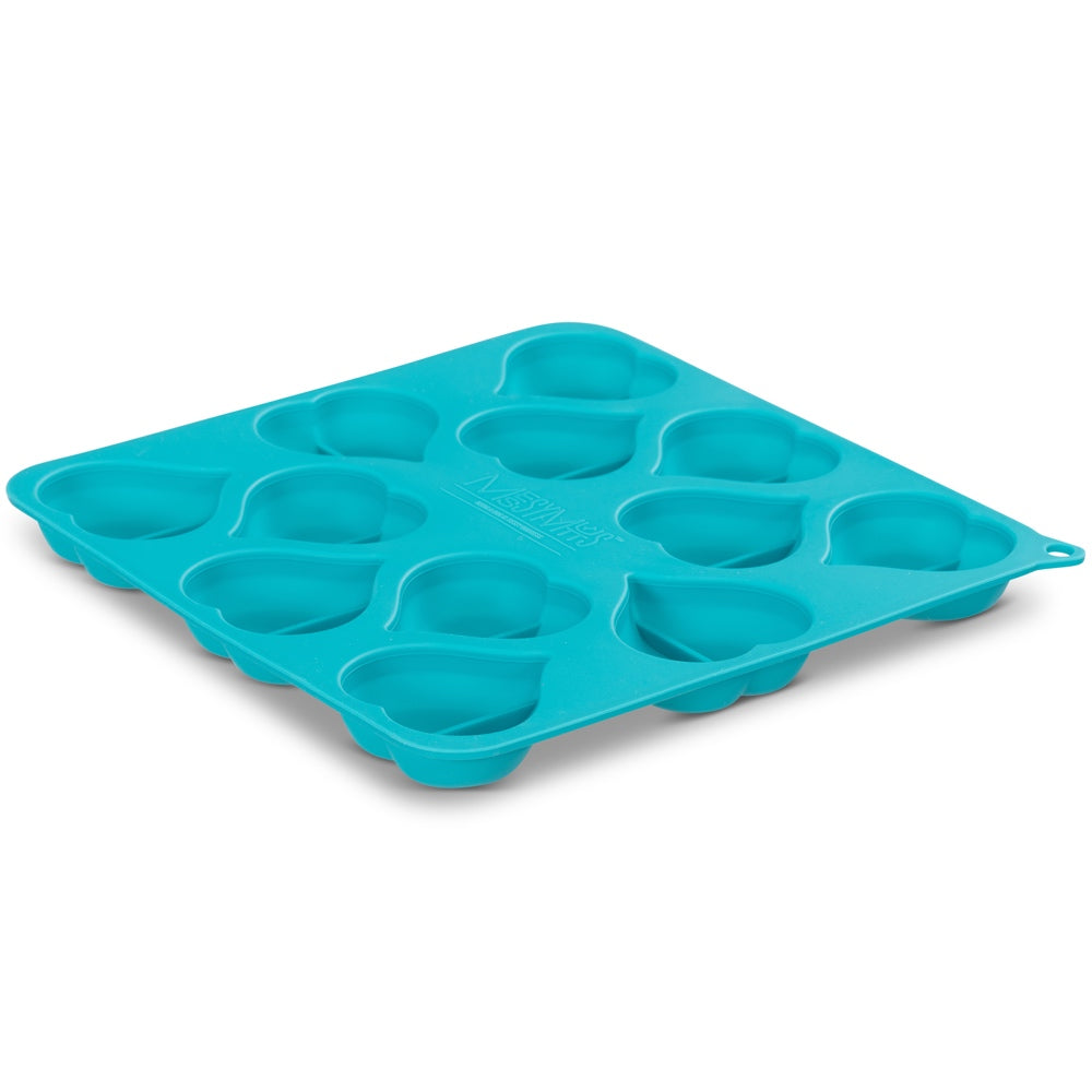 "Messy Mutts Silicone Bake & Freeze Dog Treat Maker Set (12 Hearts, Blue & Watermelon) 2pc"