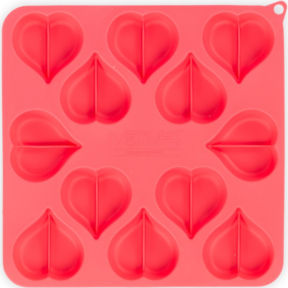 "Messy Mutts Silicone Bake & Freeze Dog Treat Maker Set (12 Hearts, Blue & Watermelon) 2pc"