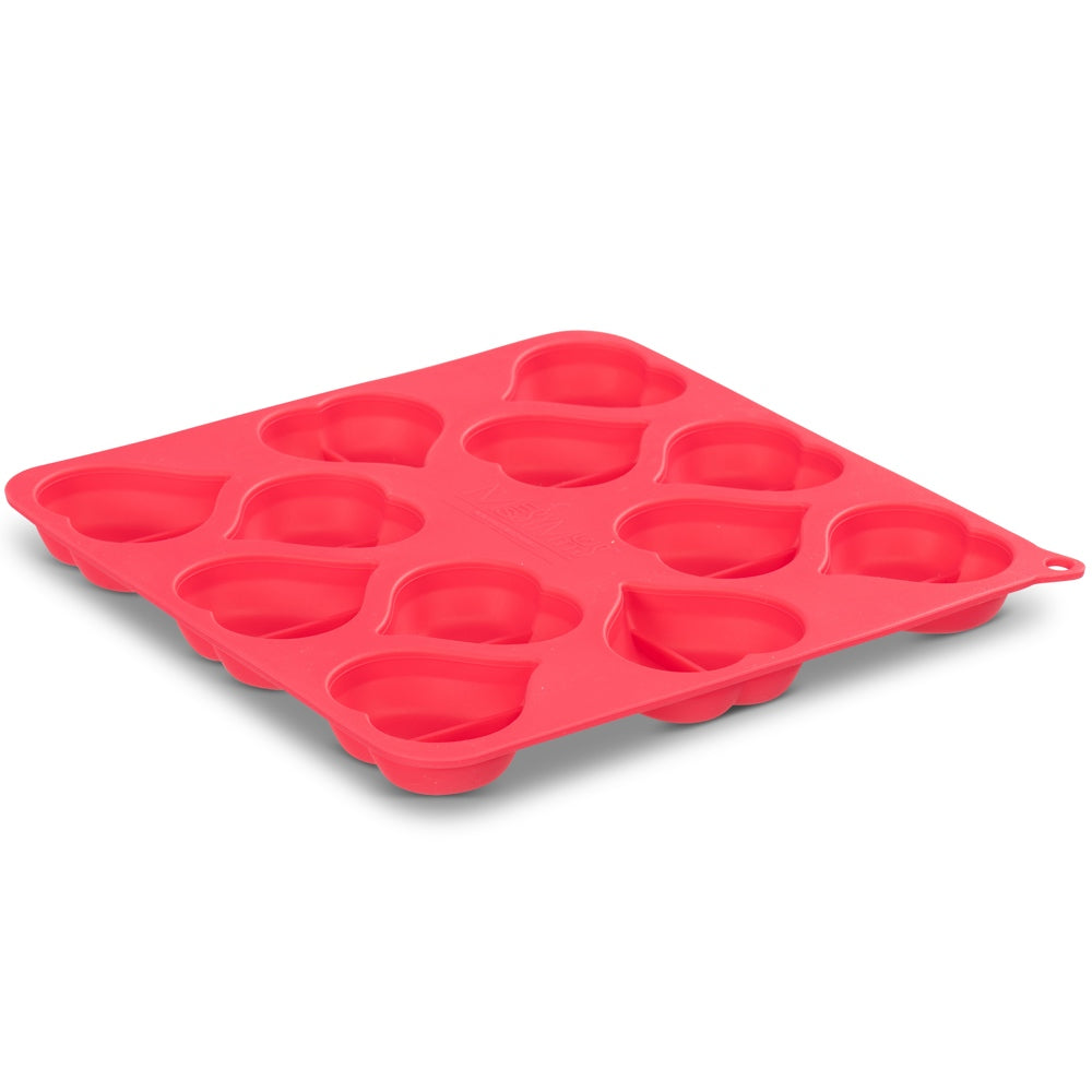 "Messy Mutts Silicone Bake & Freeze Dog Treat Maker Set (12 Hearts, Blue & Watermelon) 2pc"
