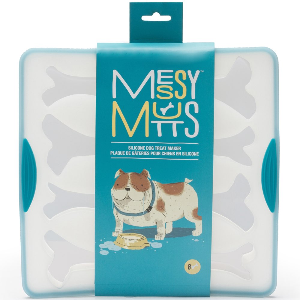 "Messy Mutts Silicone Bake & Freeze Dog Treat Maker (8 Large Bones, Grey)"