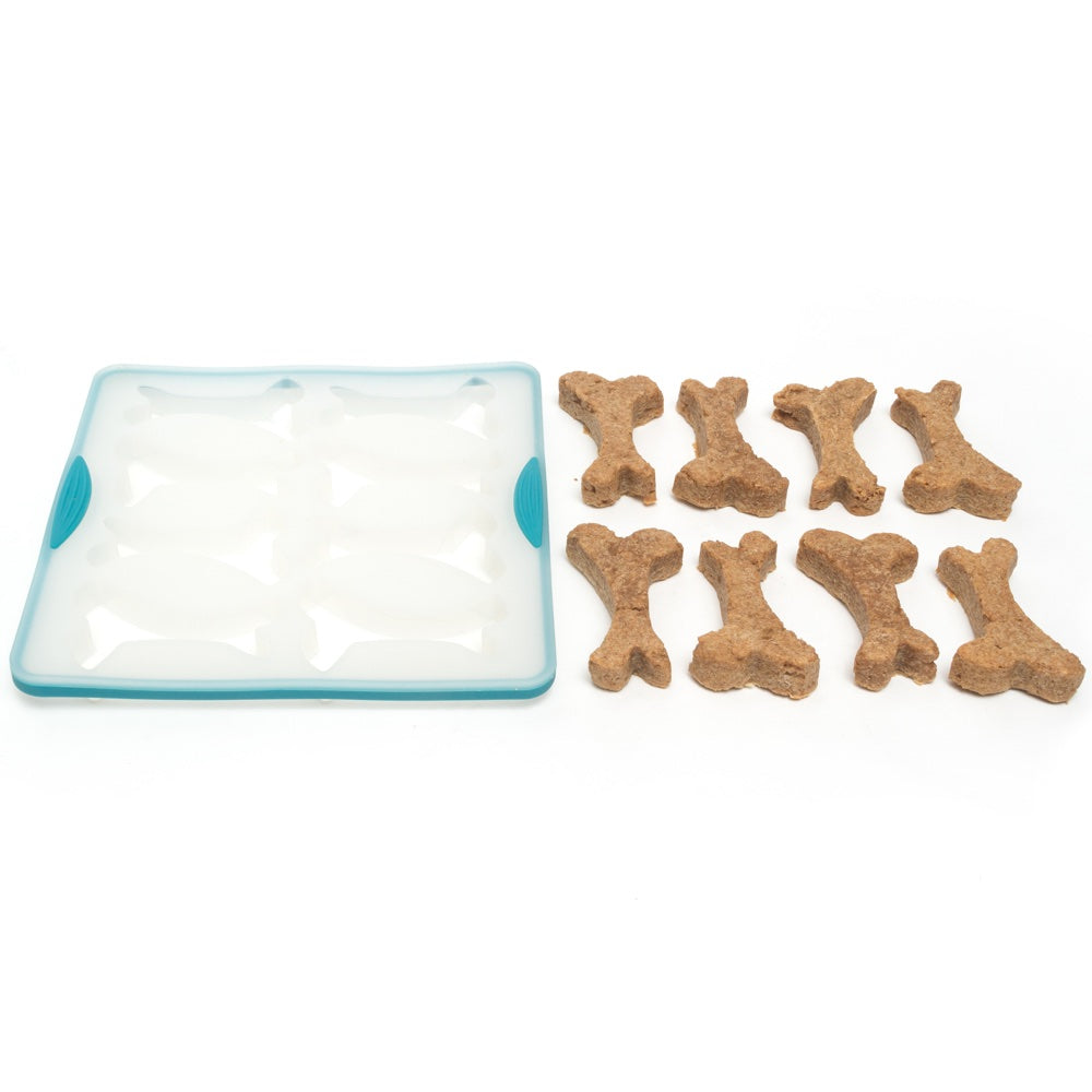 "Messy Mutts Silicone Bake & Freeze Dog Treat Maker (8 Large Bones, Grey)"