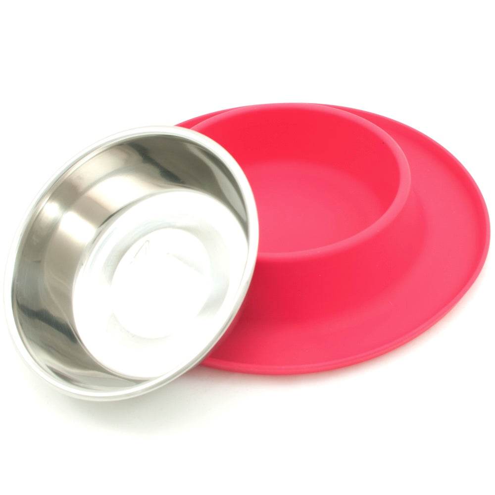 "Messy Mutts Single Silicone Feeder With Stainless Steel Dog Bowl (Medium, Watermelon)"