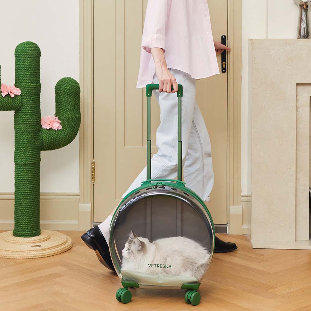 "VETRESKA Bubble Carrier For Cats & Dogs (Green, Opaque)"
