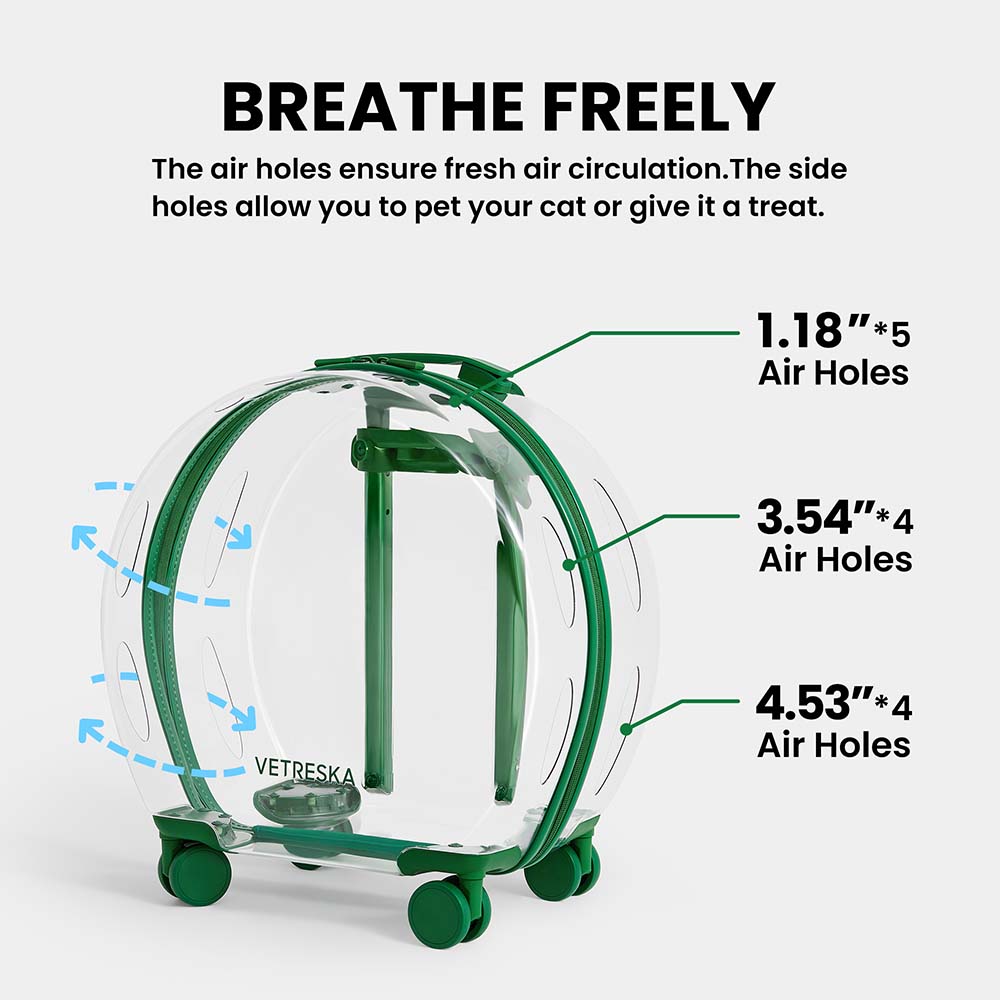 "VETRESKA Bubble Carrier For Cats & Dogs (Green, Transparent)"