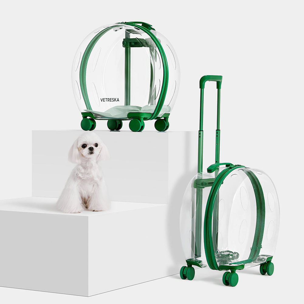 "VETRESKA Bubble Carrier For Cats & Dogs (Green, Transparent)"