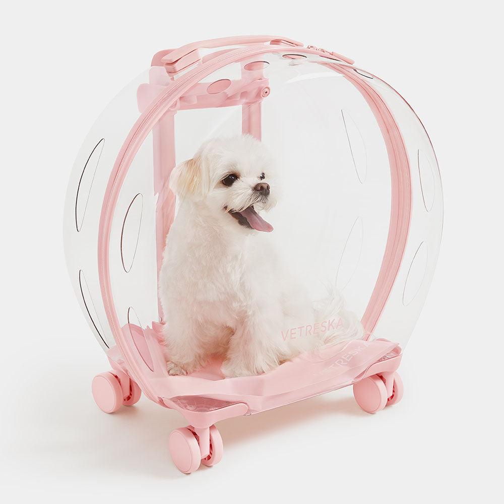 "VETRESKA Bubble Carrier For Cats & Dogs (Pink, Transparent)"