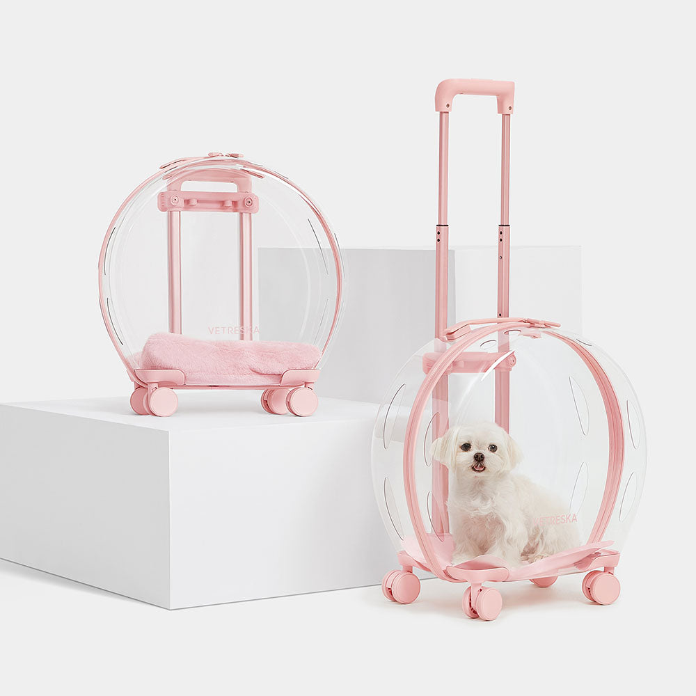 "VETRESKA Bubble Carrier For Cats & Dogs (Pink, Transparent)"