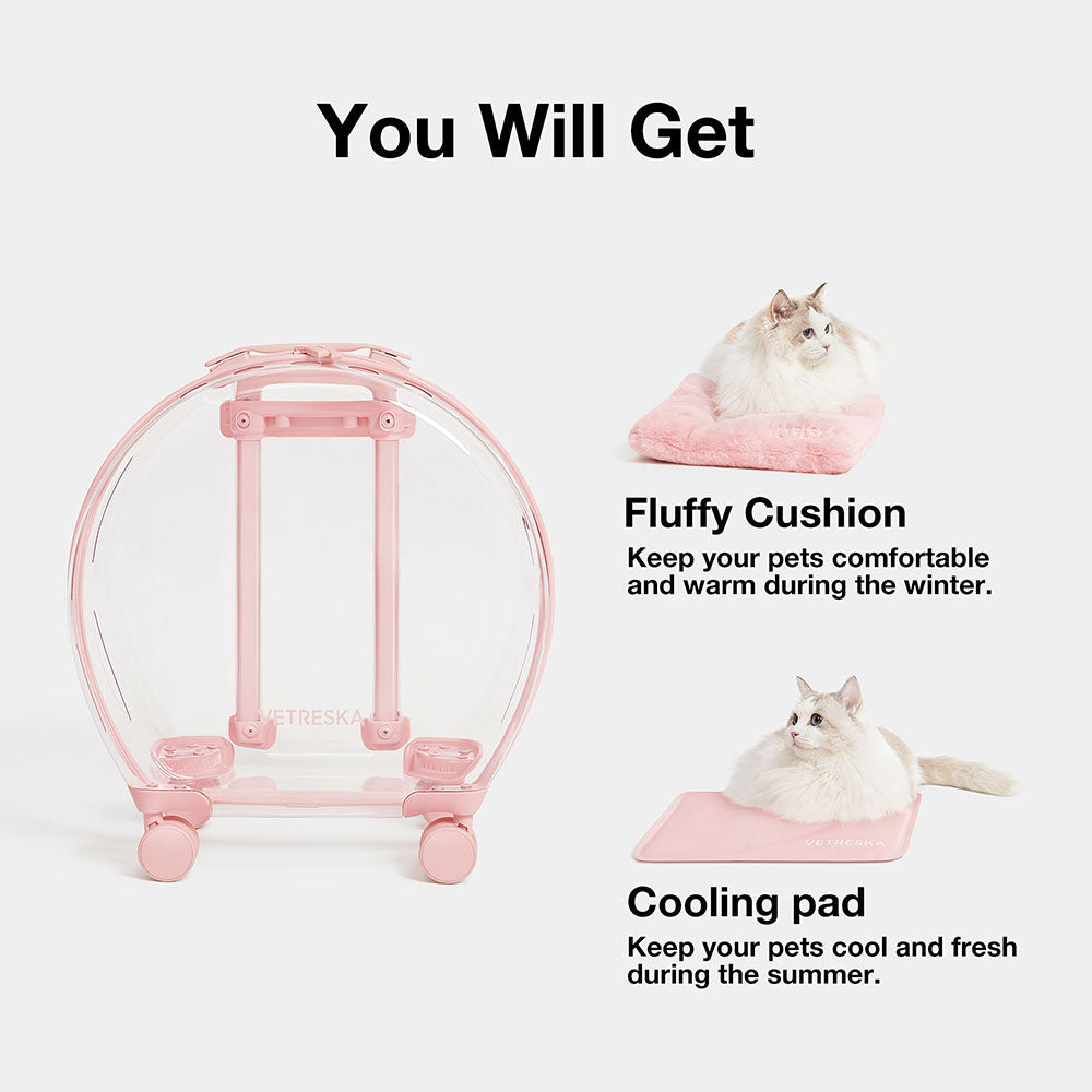 "VETRESKA Bubble Carrier For Cats & Dogs (Pink, Transparent)"
