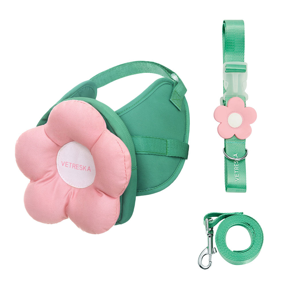 "VETRESKA Flora Collar, Backpack Harness & Leash Set For Cats & Dogs"